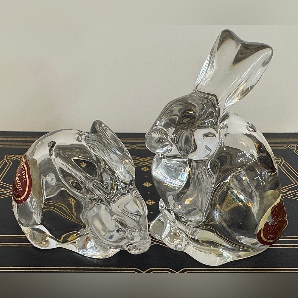 Vintage Gorham Fine Crystal Tabletop Bunny Salt & Pepper Shakers